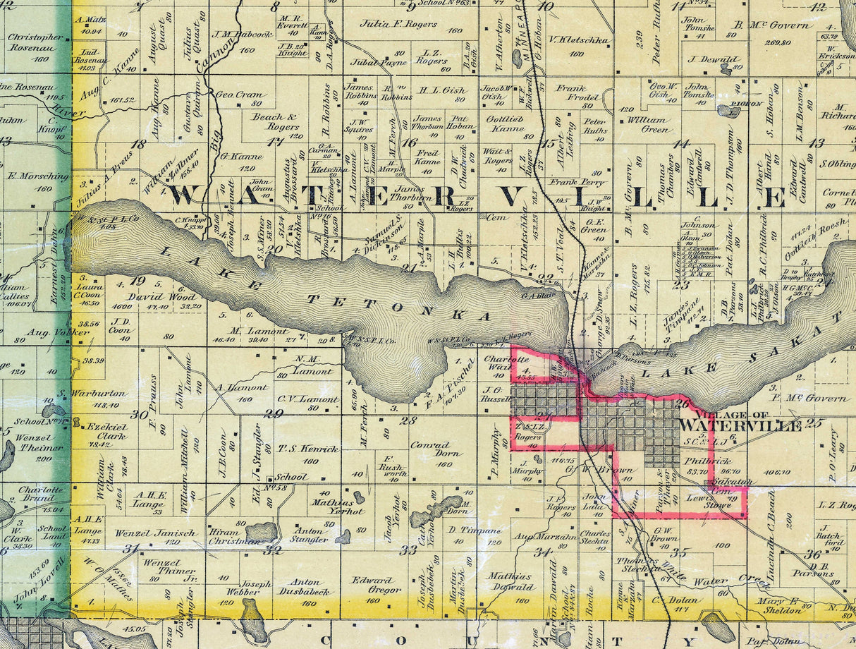 1880 Map of LeSueur County Minnesota
