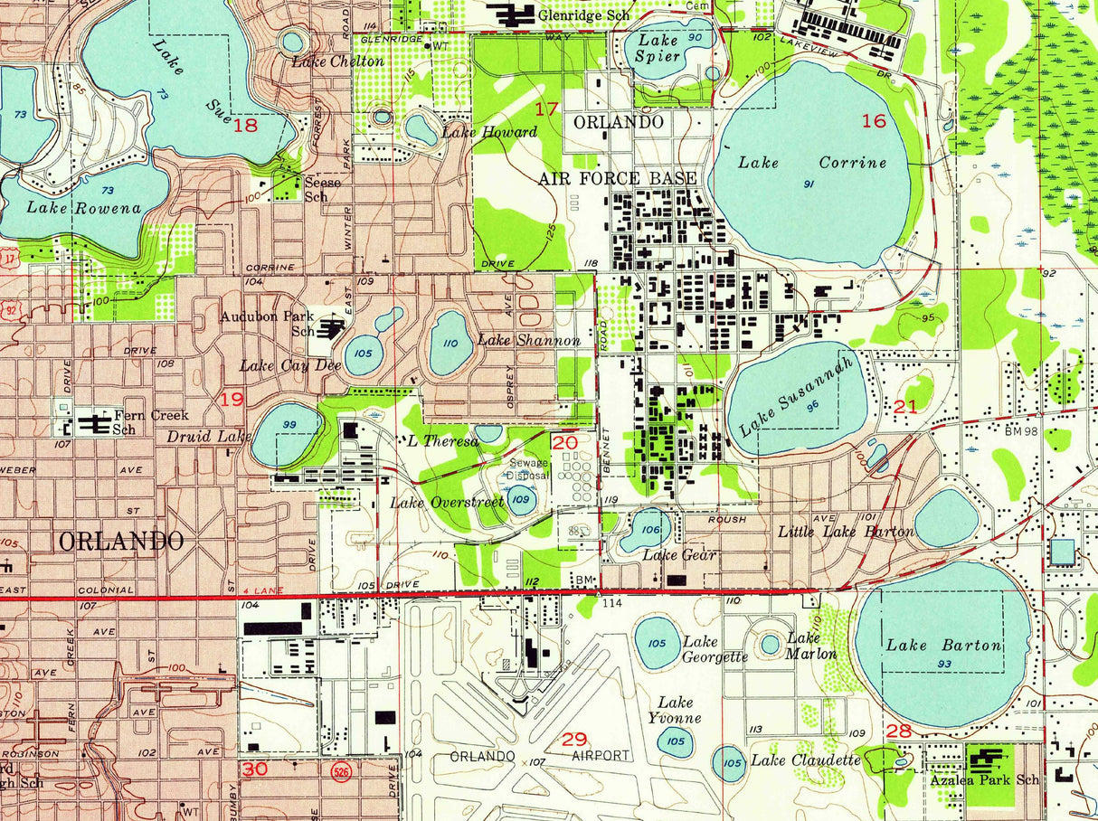 1956 Topo Map of Orlando East Florida Quadrangle Winter Park