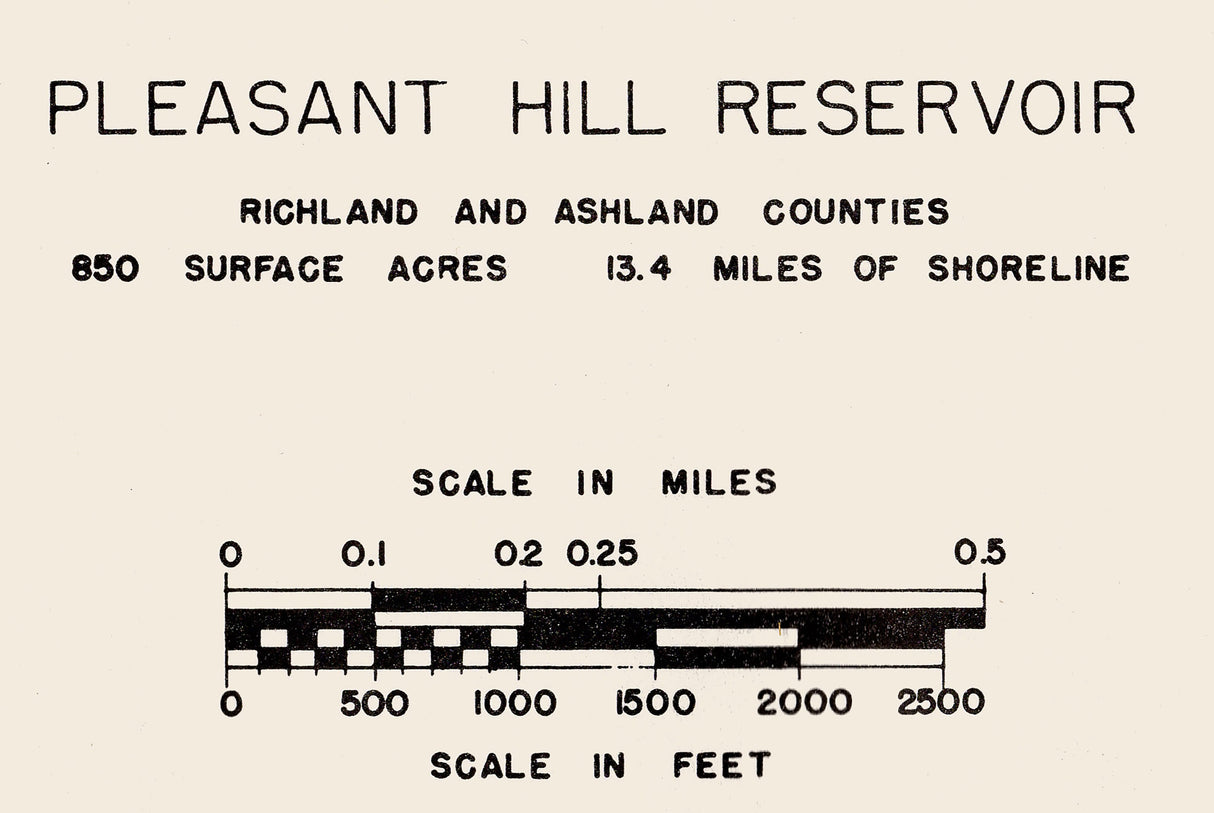 1960 Map of Pleasant Hill Reservoir Richland and Ashland County Ohio