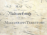 1800s Map of Madison County Mississippi Territory