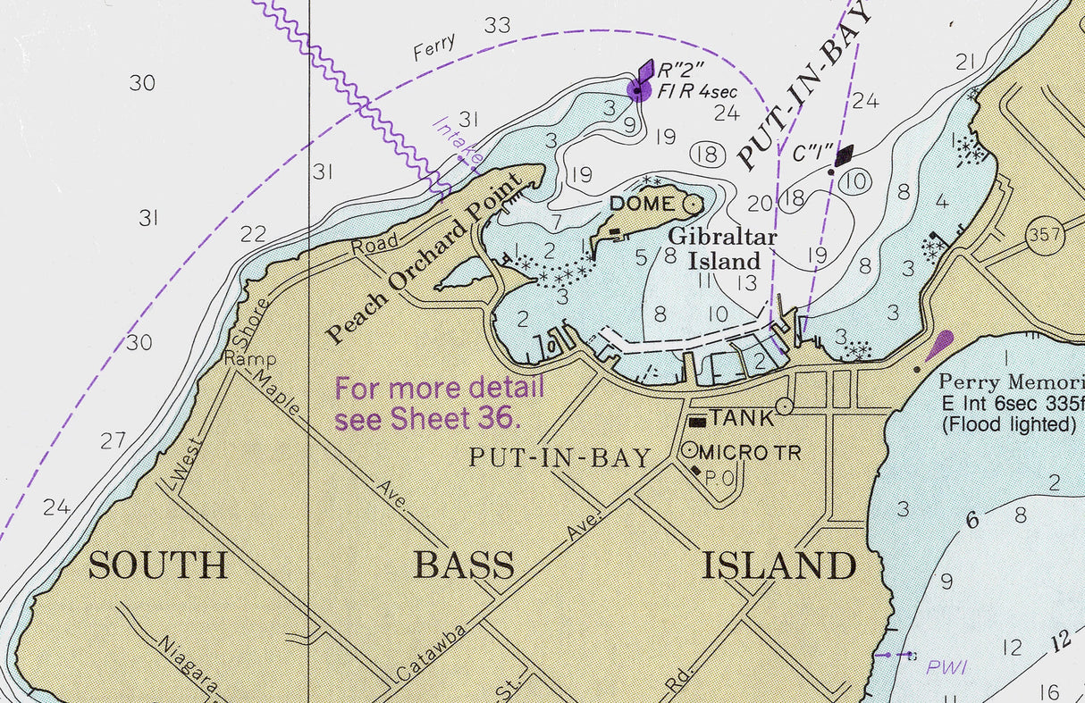 1980 Nautical Map of South Bass Island Lake Erie