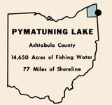 1961 Map of Pymatuning Lake Ashtabula County Ohio and Pennsylvania