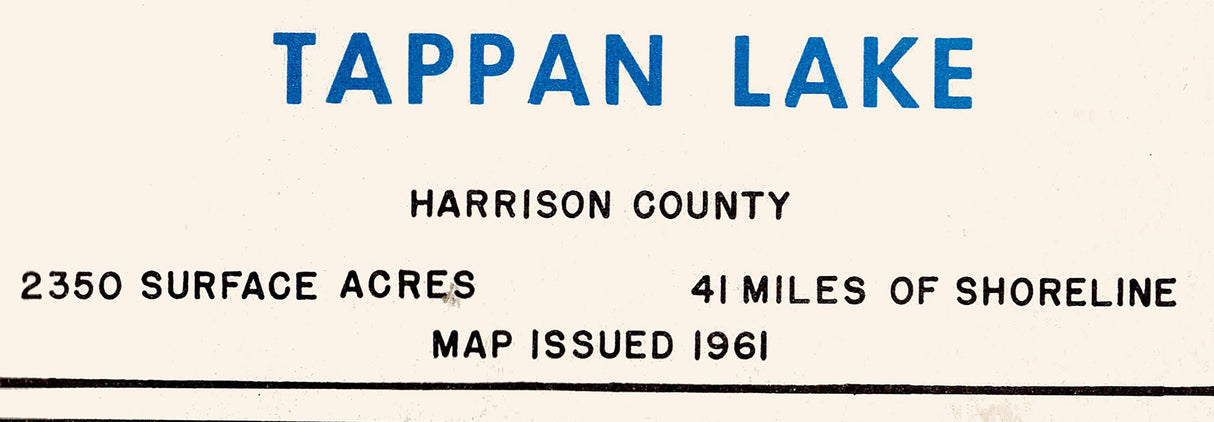 1961 Map of Tappan Lake Harrison County Ohio