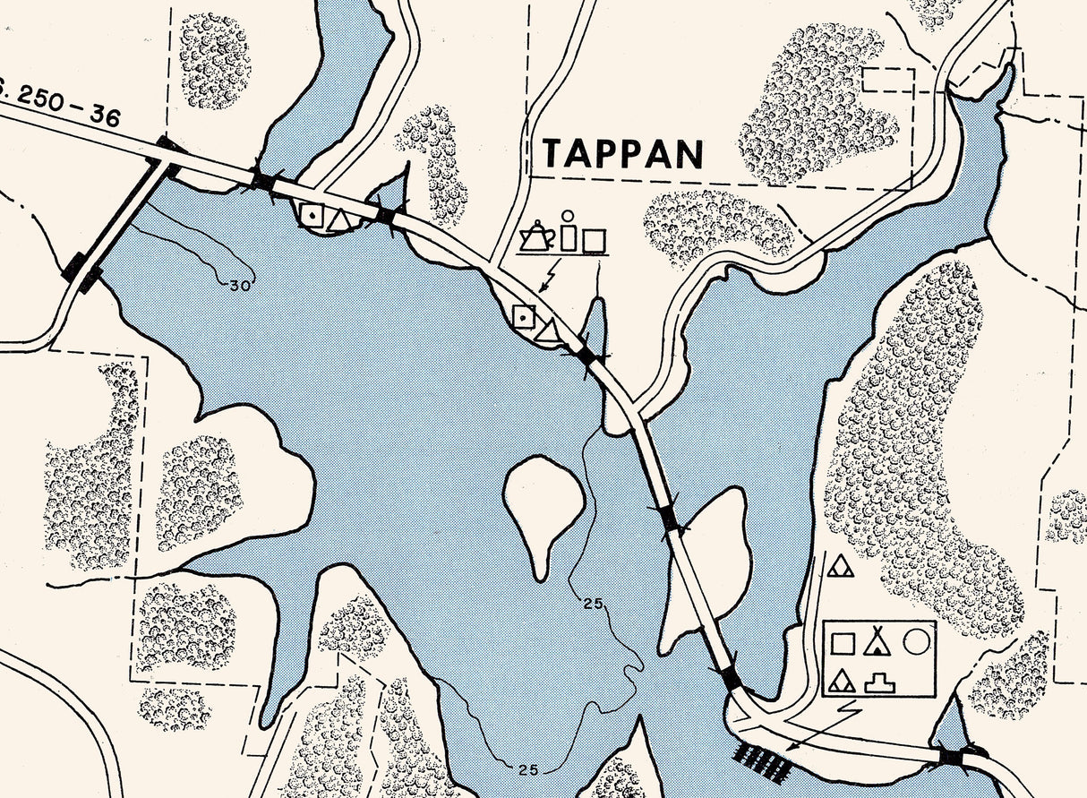 1961 Map of Tappan Lake Harrison County Ohio