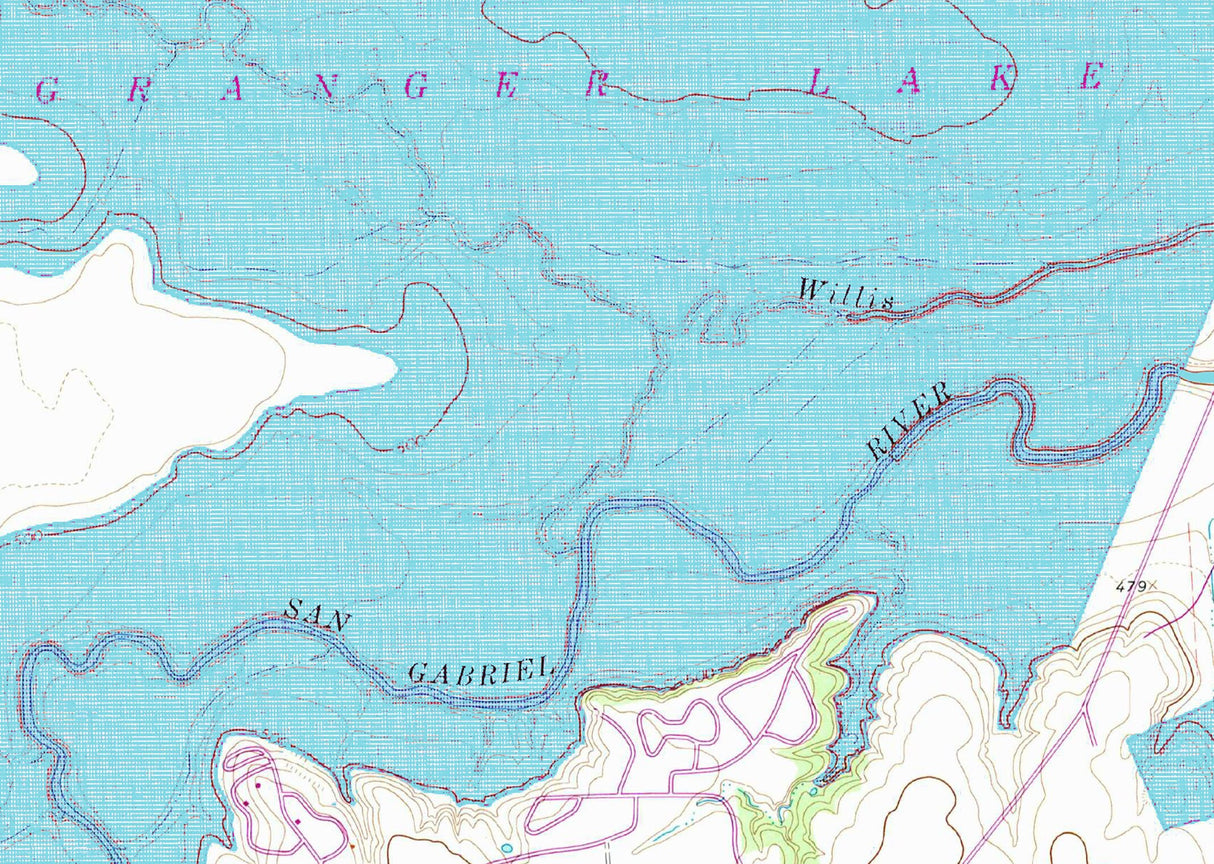 1988 Map of Granger Lake Texas