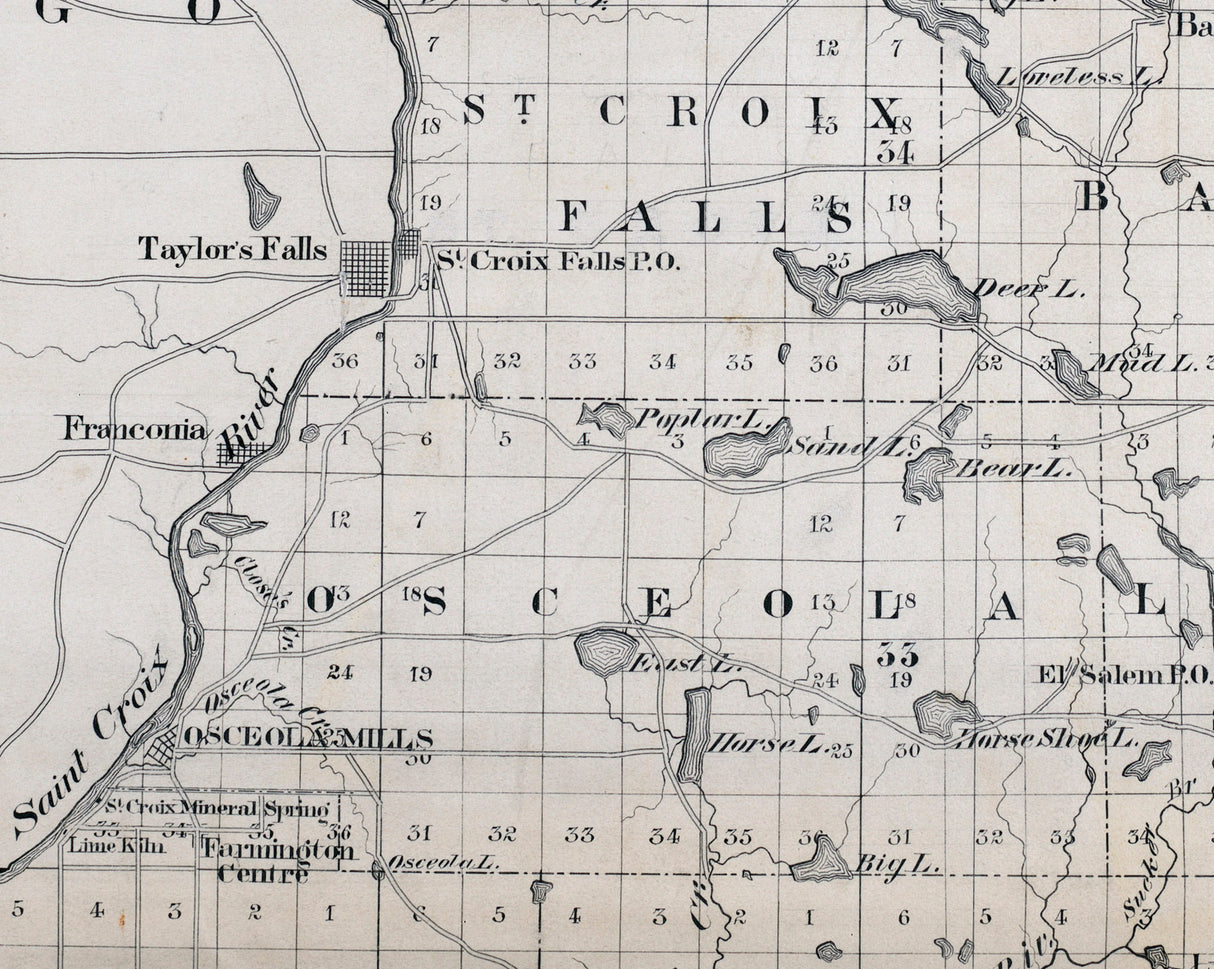 1880 Map of Polk County Wisconsin