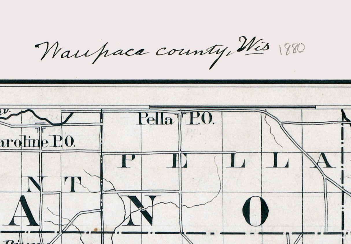 1880 Map of Waupaca County Wisconsin