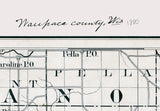 1880 Map of Waupaca County Wisconsin