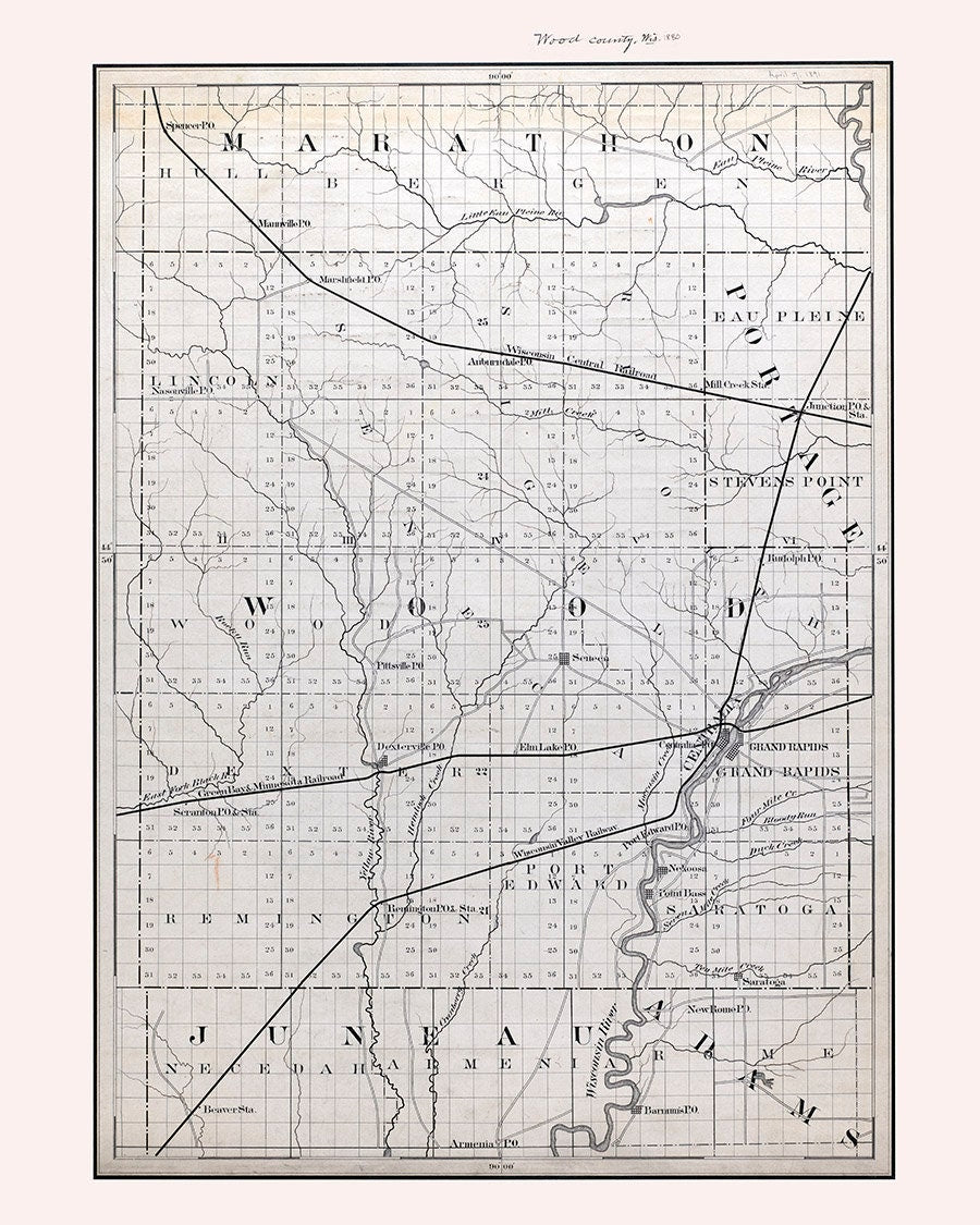 1880 Map of Wood County Wisconsin