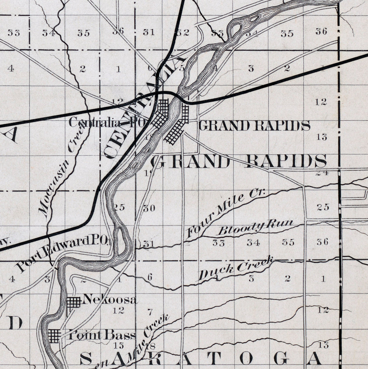 1880 Map of Wood County Wisconsin
