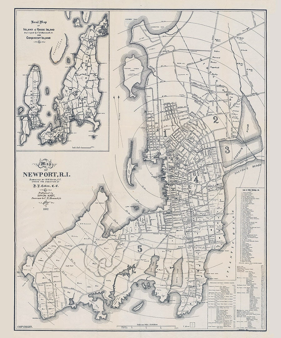 1892 Map of Newport Rhode Island