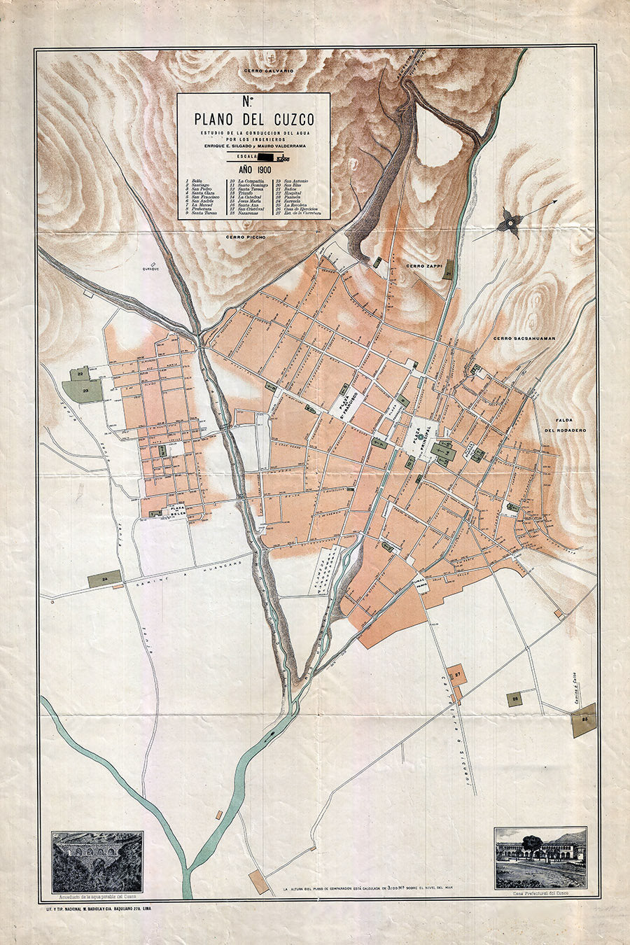 1900 Map of Cuzco Peru