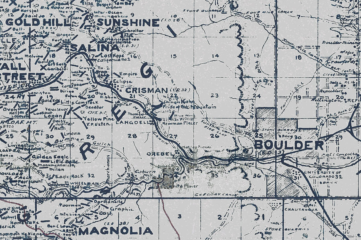 1906 Map of Boulder County Colorado Farms Mines and Oil Wells