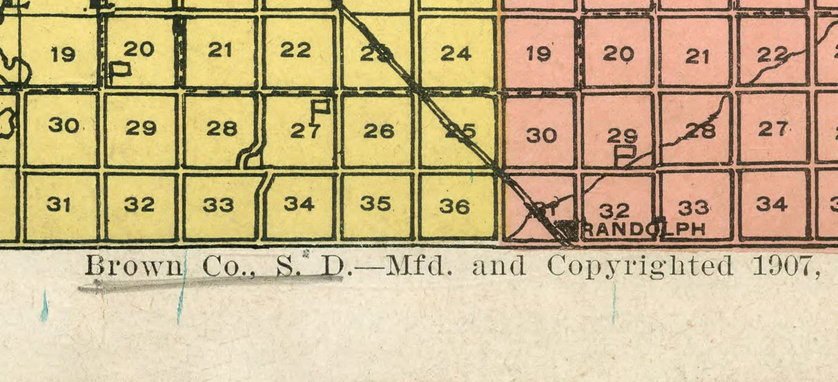 1907 Map of Brown County South Dakota