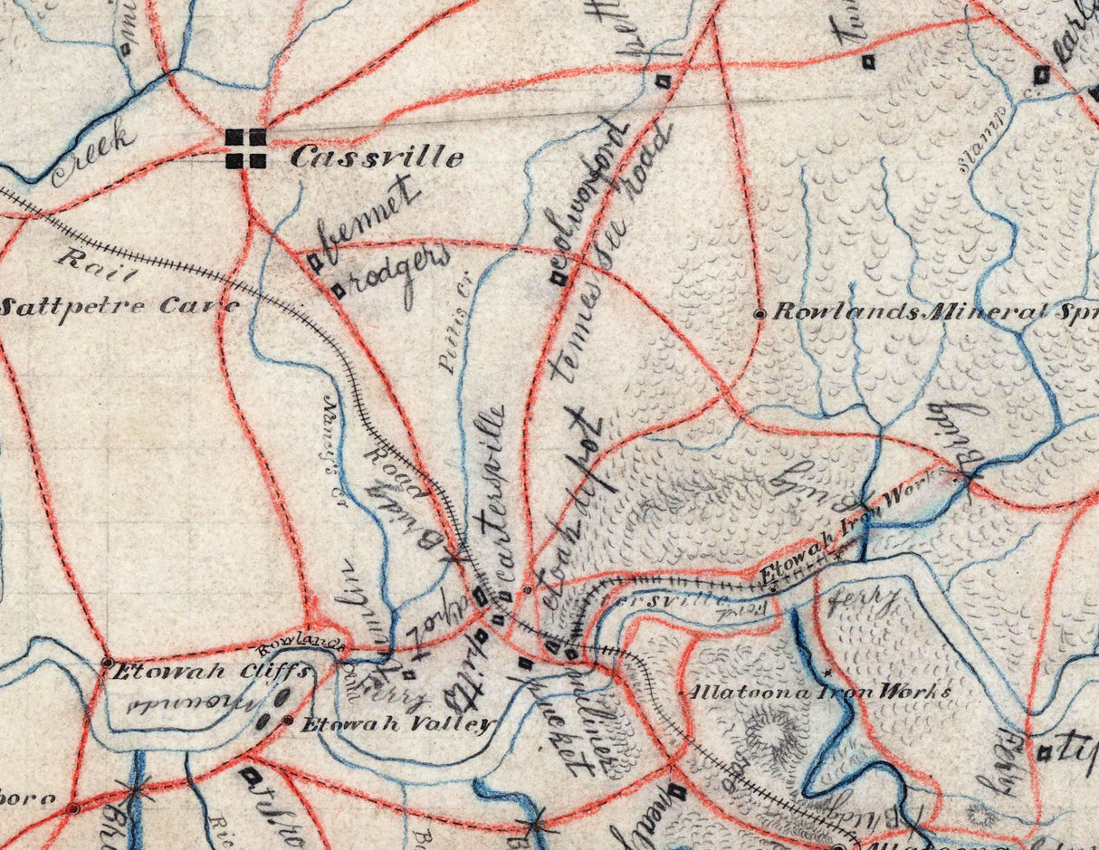 1860s Map of Cass County Georgia