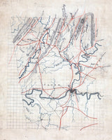 1860s Map of Floyd and Chattooga Counties Georgia