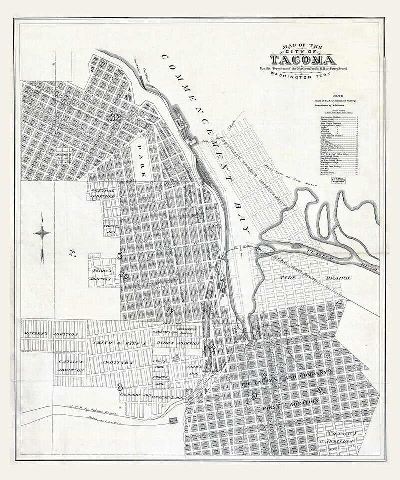 1880 Map of Tacoma Washington