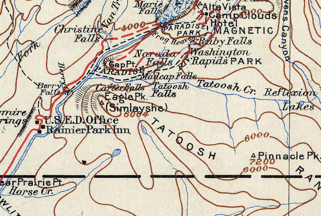 1907 Map of Mount Rainier National Park Washington