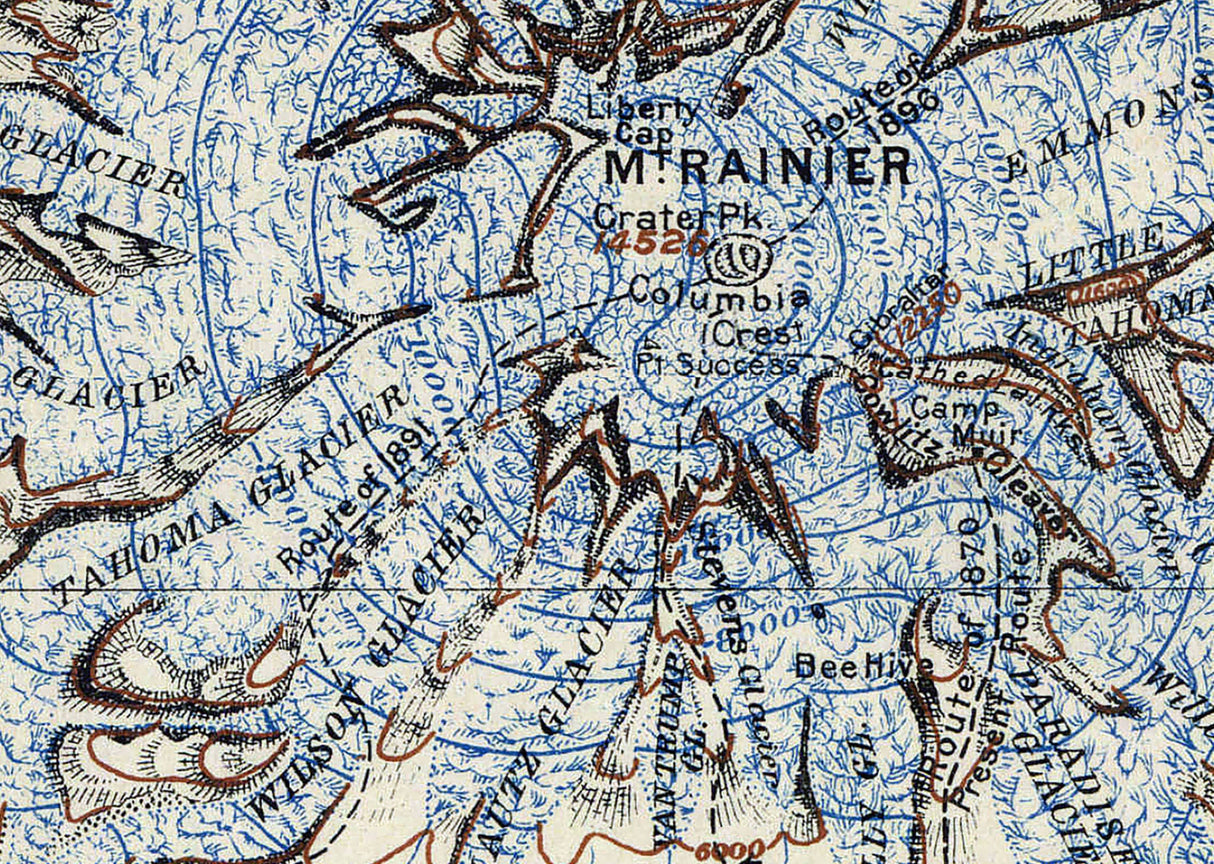 1907 Map of Mount Rainier National Park Washington