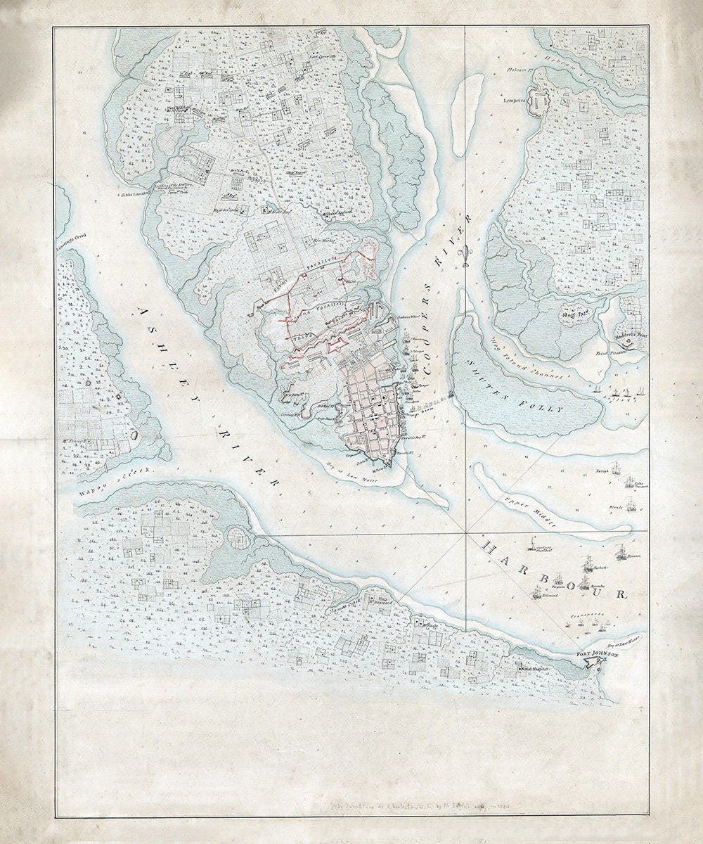 1780 Map of Charleston South Carolina