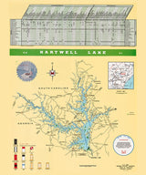 1978 Map of Hartwell Lake Georgia and South Carolina