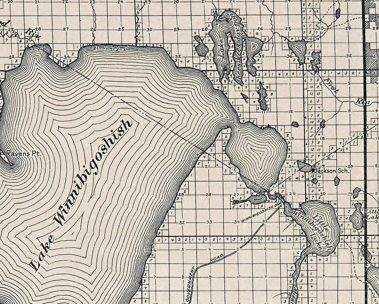 1916 Map of Leech Lake Chippewa Winnibigoshish Cass Lake and White Oak Point Reservations Minnesota