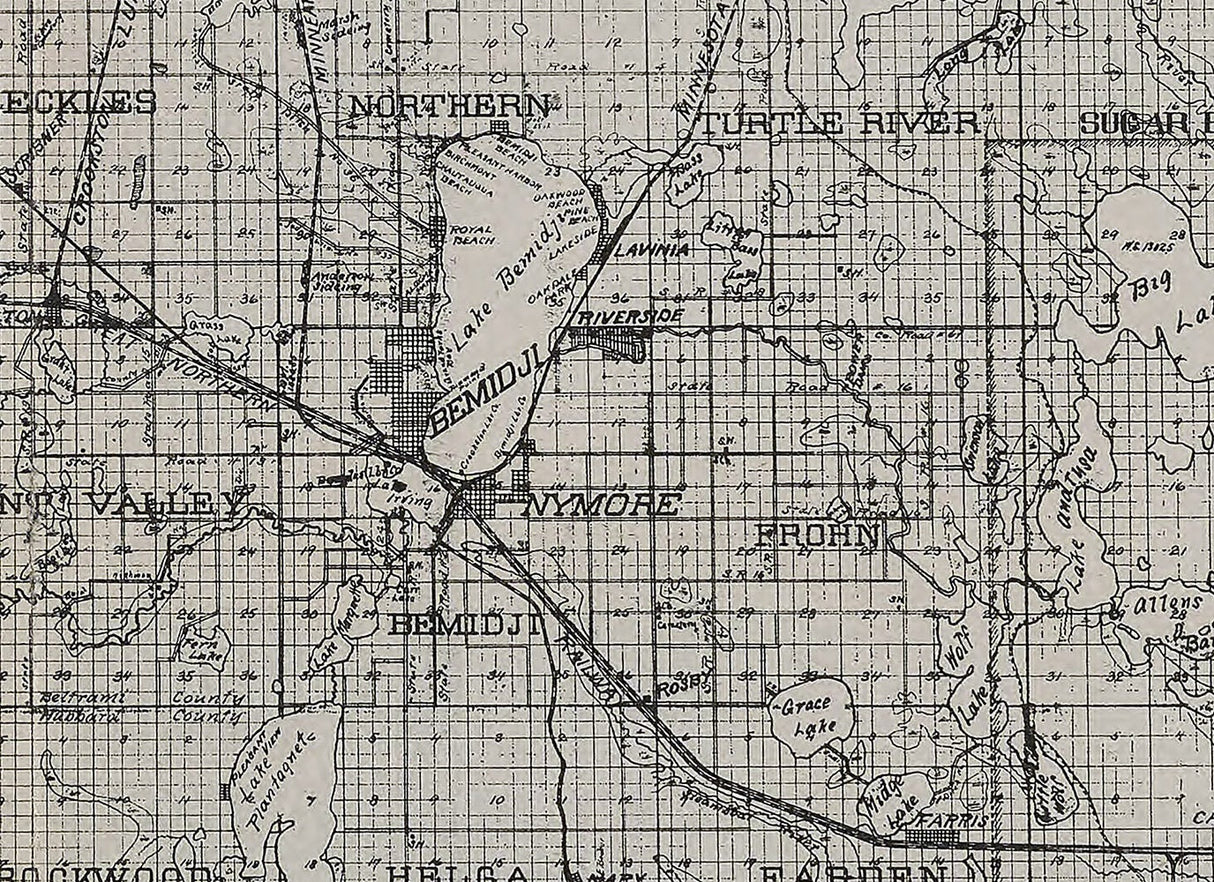 1917 Map of Beltrami County Minnesota