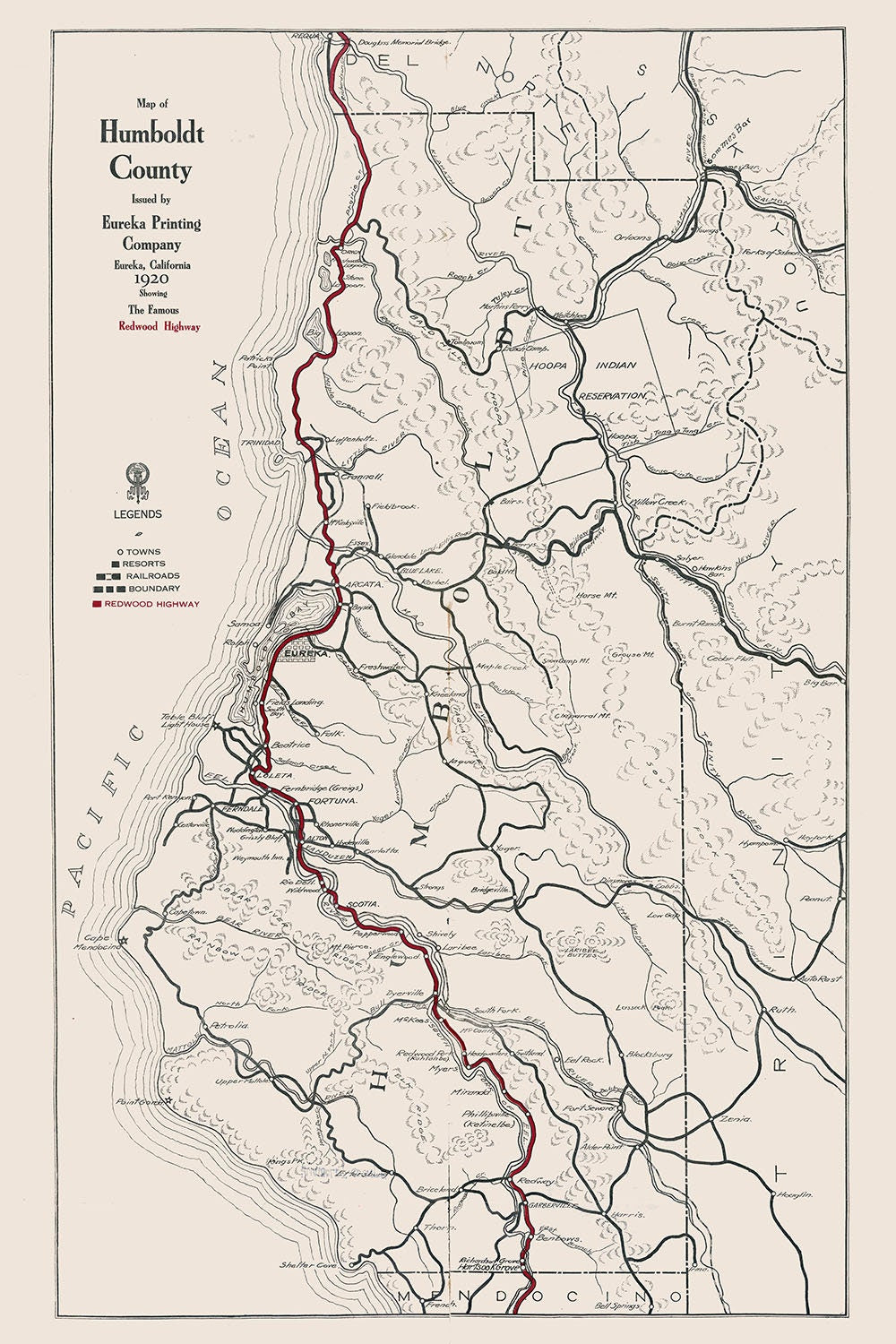 1920 Map of Humboldt County California