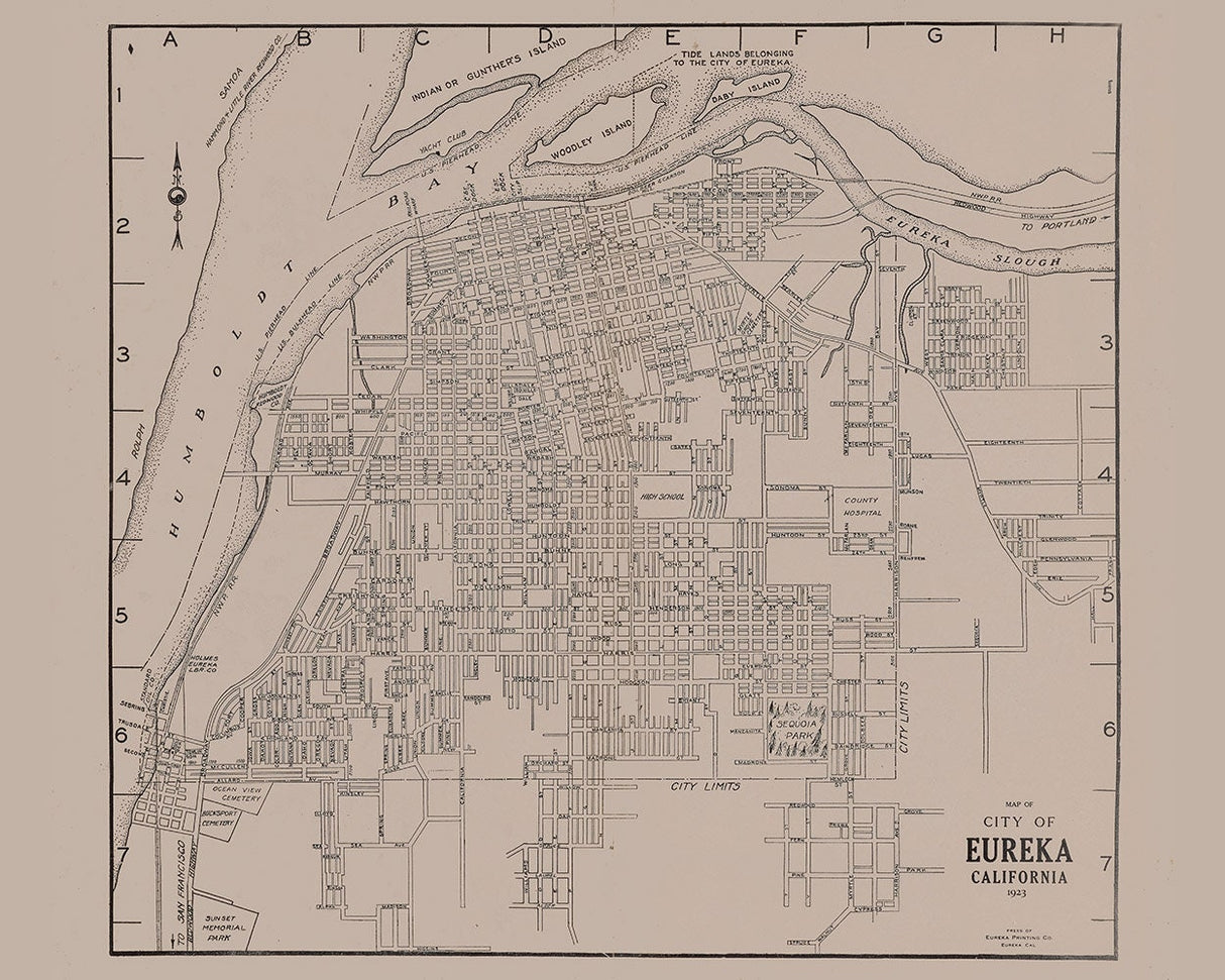 1923 Map of Eureka California