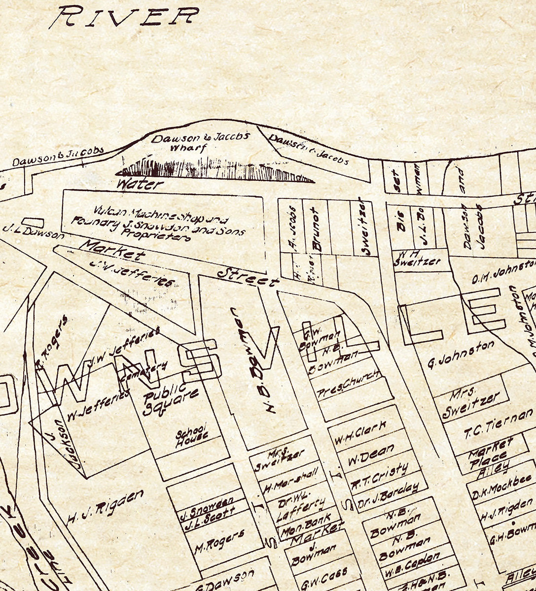 1855 Map of Brownsville Fayette & Washington County Pennsylvania