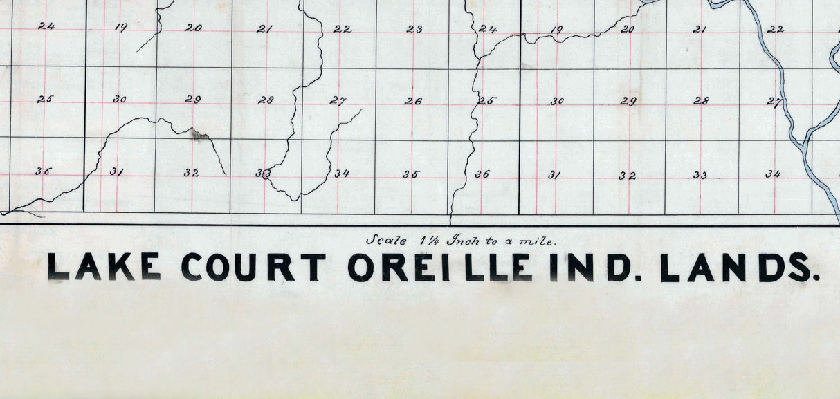 1870 Map of Lake Court Oreille Indian Lands Wisconsin