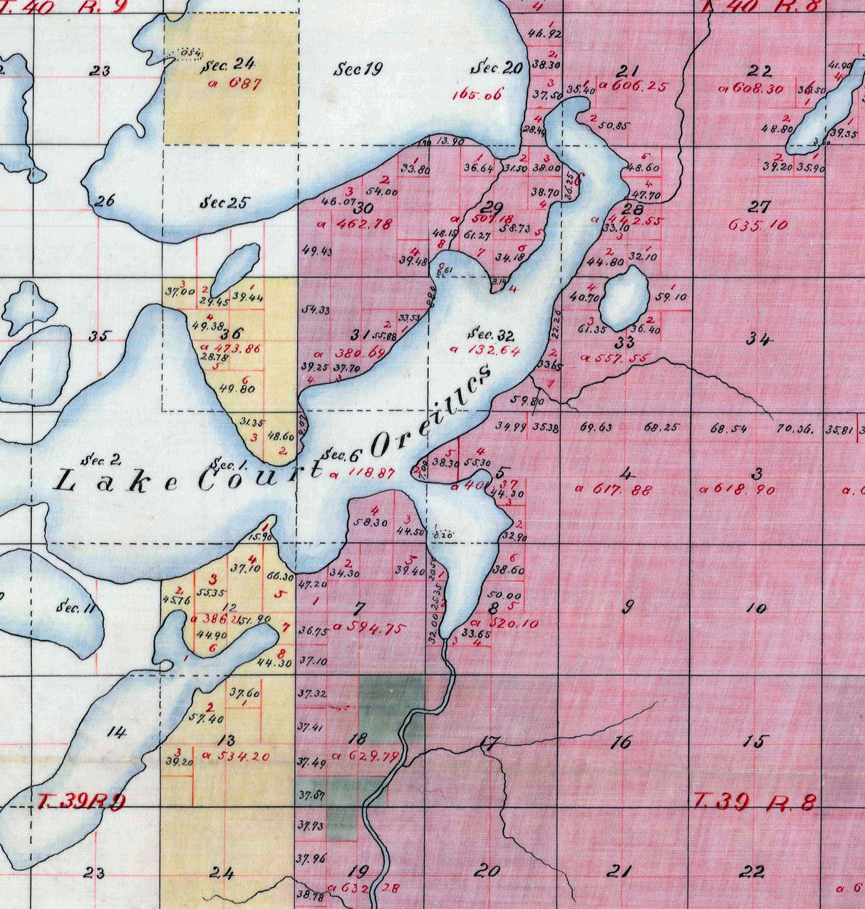 1870 Map of Lake Court Oreille Indian Lands Wisconsin