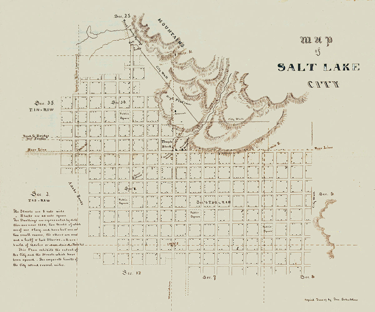 1800s Map of Salt Lake City Utah