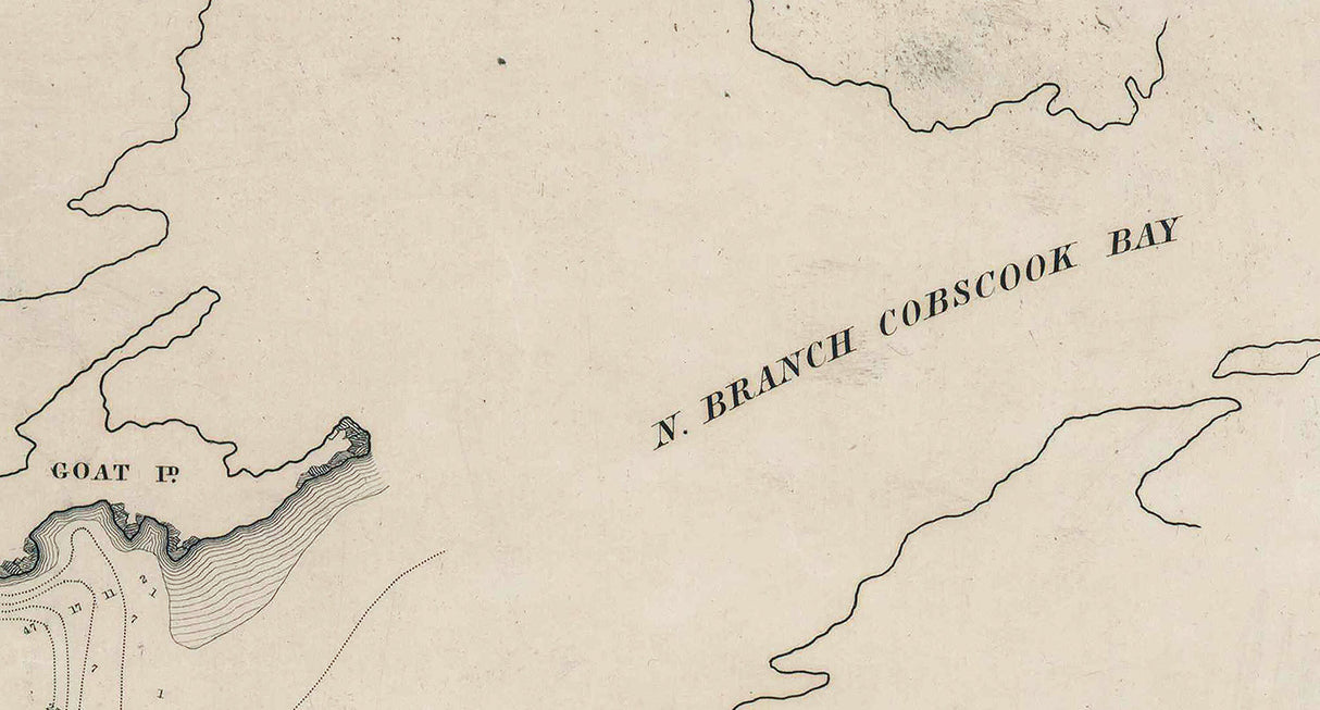 1836 Nautical Map of Cobscook Bay Maine