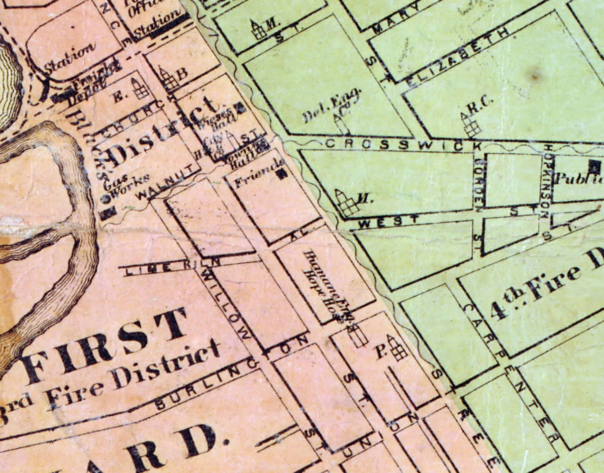 1870 Map of Bordentown New Jersey