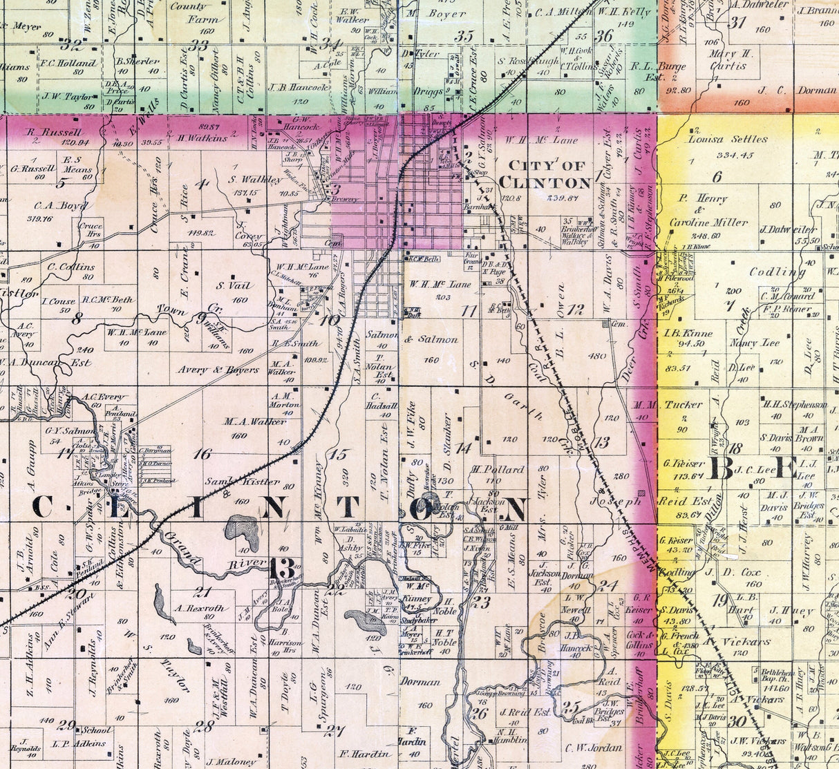 1877 Farm Line Map of Henry County Missouri