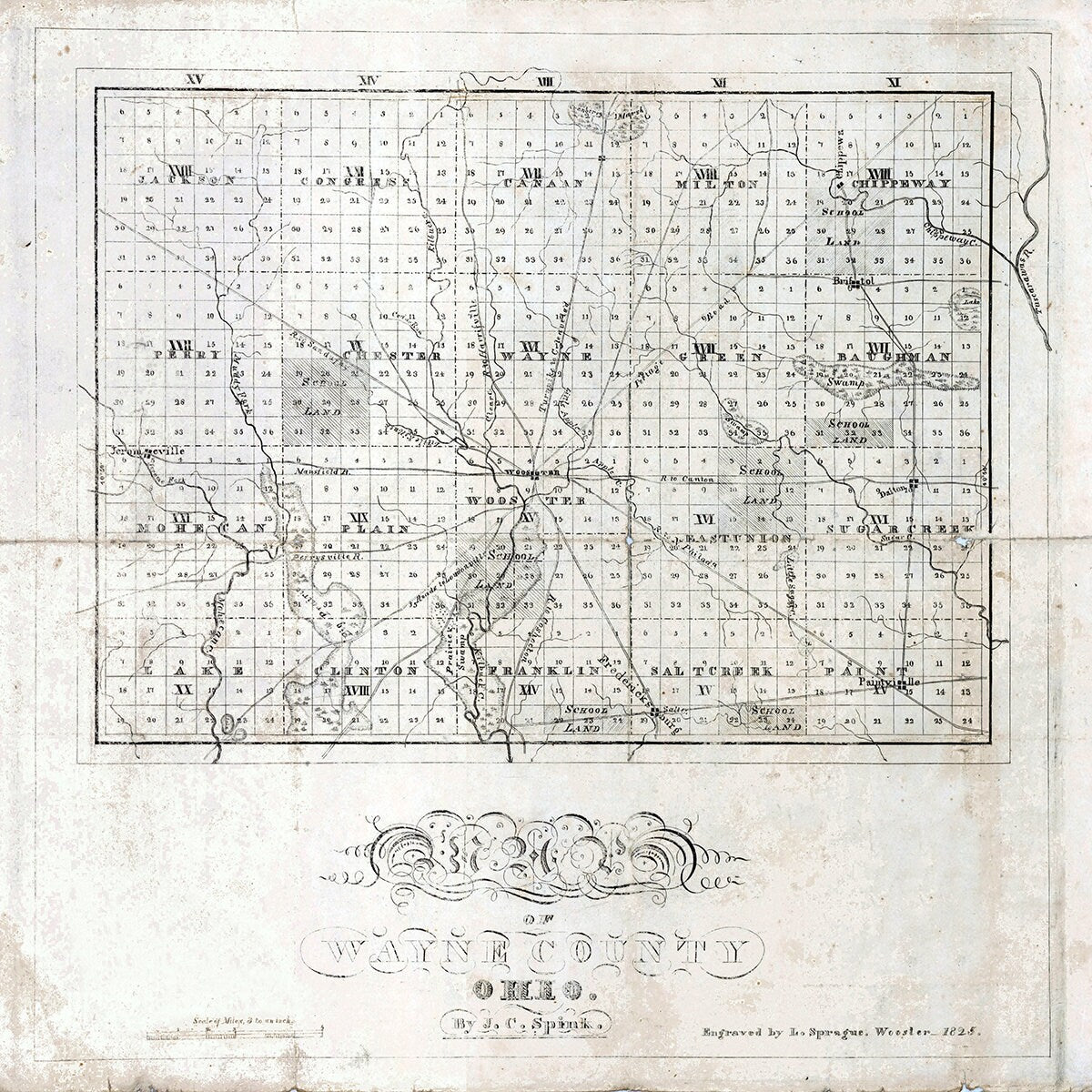 1825 Map of Wayne County Ohio