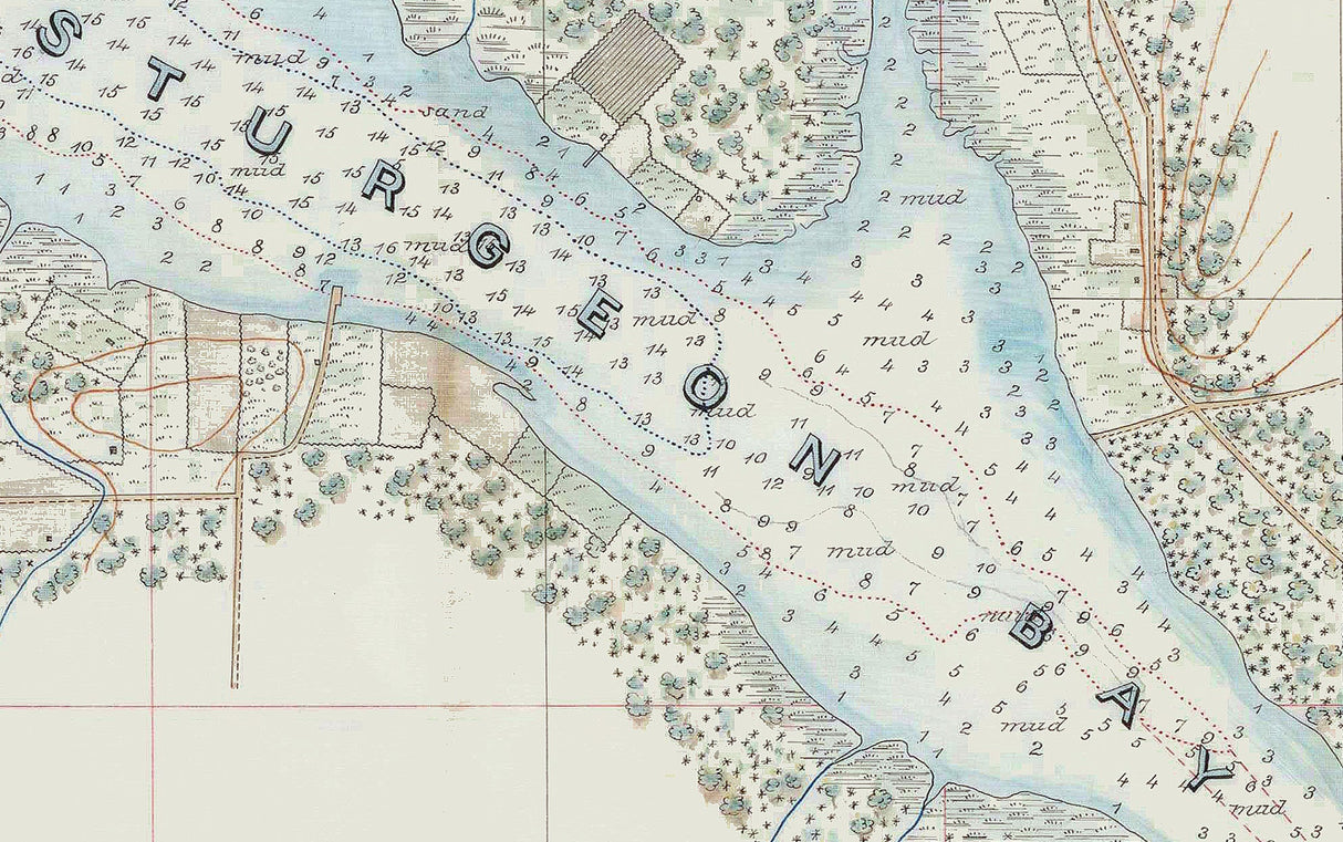 1871 Map of Sturgeon Bay and Lake Michigan Ship Canal