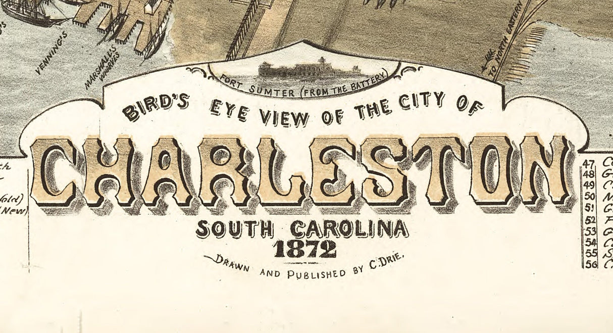 1872 Panoramic Map of Charleston South Carolina
