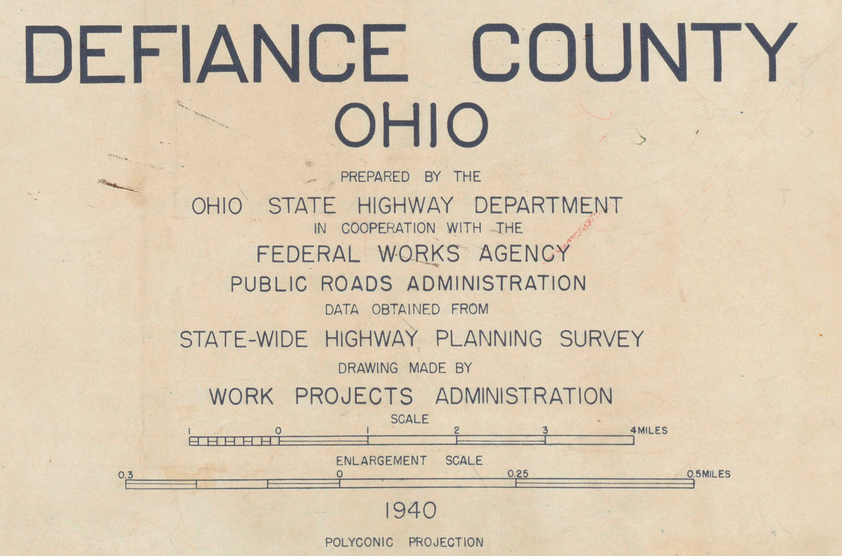 1940 Map of Defiance County Ohio