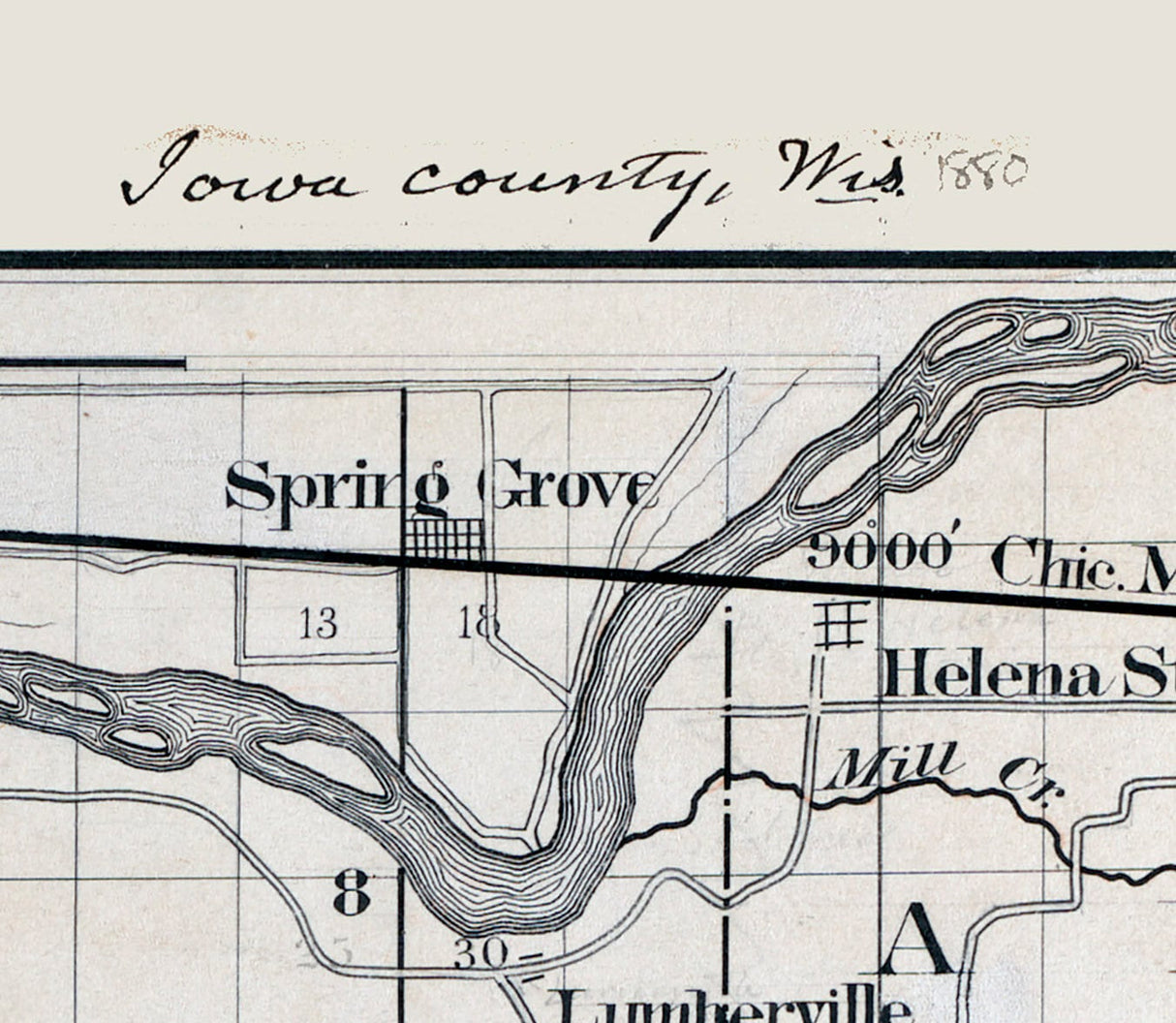 1880 Map of Iowa County Wisconsin