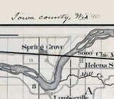 1880 Map of Iowa County Wisconsin