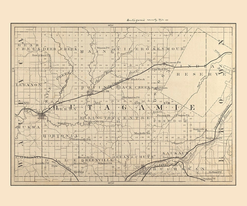 1880 Map of Outagamie County Wisconsin