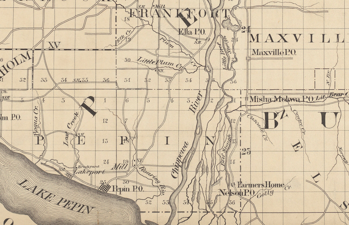 1880 Map of Pepin County Wisconsin