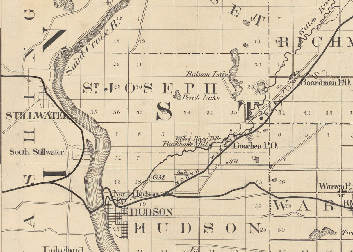 1880 Map of Saint Croix County Wisconsin