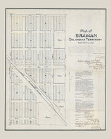 1898 Town Map of Braman Kay County Oklahoma