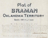 1898 Town Map of Braman Kay County Oklahoma