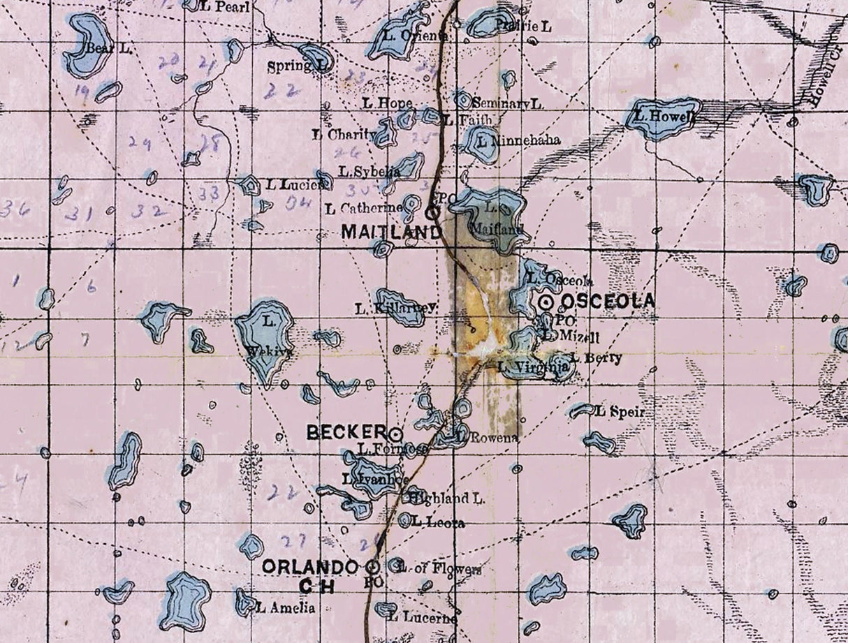 1879 Map of Orange County Florida