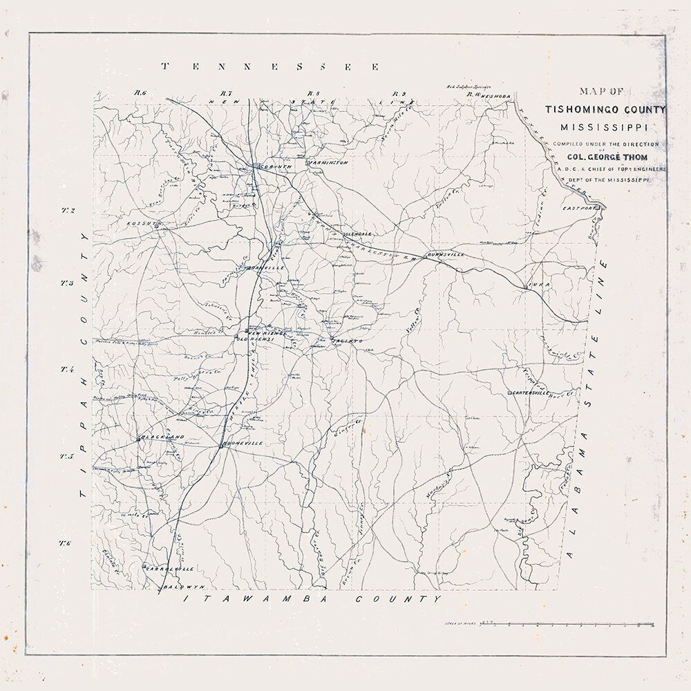 1890s Map of Tishomingo County Mississippi