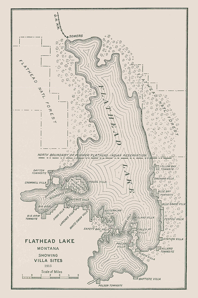 1915 Map of Flathead Lake Montana